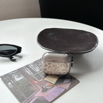 Simple Chic Transparent Grey Leopard Print Pattern Protective Earphone Case Cover for AirPods 1 2 3 4 Pro Pro2 Pro3