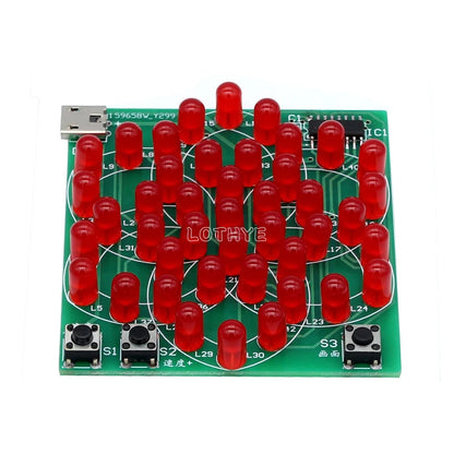 DIY Electronic Kit Multi Style Pattern Electronic Windmill Flowing Water Light 43 LED 5V Fun Soldering Component Training Suite