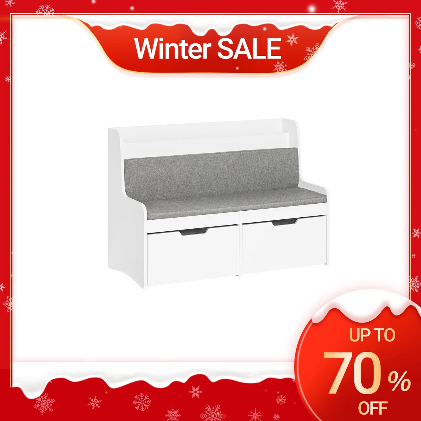 SoBuy KMB66-W kids bench with bookshelf toys chest storage box with roller shoe bench with seat cushion