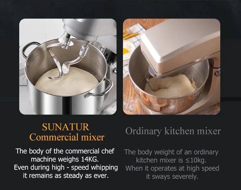 SUNATUR 16L Stand Mixer 2200w electric kitchen blender Commercial Food processor Large capacity Two kneading hooks dough mixer