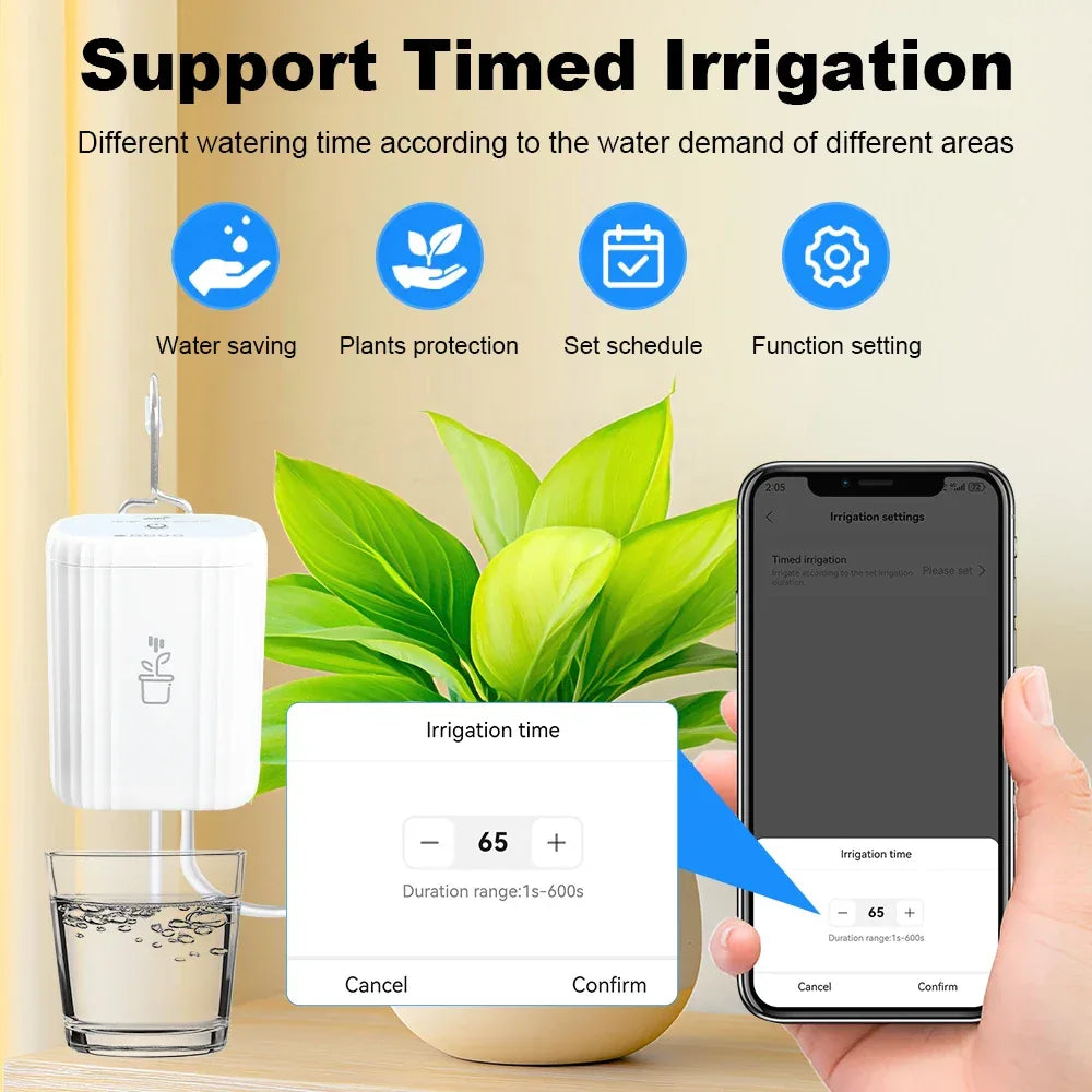 Tuya WiFi Smart Watering Pump 18650 Rechargeable Battery Intelligent Auto Sprinkler Drip Irrigation Flowers Home Garden Tools