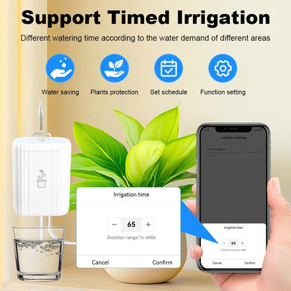 Tuya WiFi Smart Watering Pump 18650 Rechargeable Battery Intelligent Auto Sprinkler Drip Irrigation Flowers Home Garden Tools