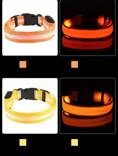 Light Up LED Pet Dog Collar Safety Night Walking Flashing Glow In The Dark LED Pet Dog Battery Collar Small Medium Large Dog