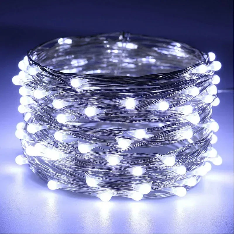 100/2M Outdoor LED String Lights Garland Waterproof Fairy Light Christmas Wedding Party Holiday Gardening Decoration USB/Battery