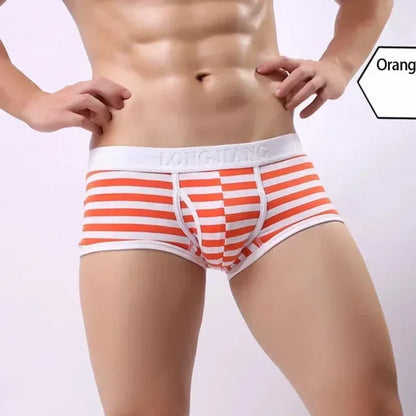 Cotton Men Boxers Men Soft Penis U-Pouch Underwear Underpants Shorts Breathable Striped Hot Male Underwear