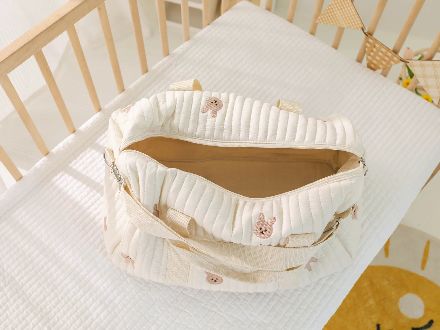 Embroidered Travel Bag Large Capacity Lightweight Foldable Duffle Weekender Tote Handheld Shoulder Crossbody Boston Carry-On Bag