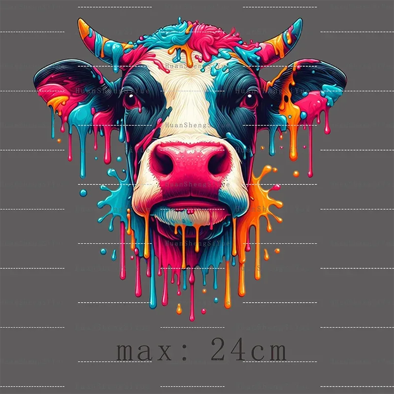Color Fluid Painting Ironing Sticker Clothes DTF Fashion T-shirt Hoodie DIY Jacket Patch Hot Paste Paper