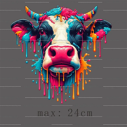 Color Fluid Painting Ironing Sticker Clothes DTF Fashion T-shirt Hoodie DIY Jacket Patch Hot Paste Paper