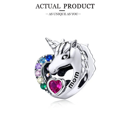 WOSTU Real 925 Sterling Silver Heart Pendents Gifts Charms Beads Fit Original DIY Bracelet Necklace Mother's Day Jewelry for Mom