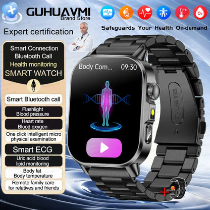 2026 New Health Smart Watch Precise Measurement ECG+PPG Blood Pressure Uric Acid Body Fat Analysis call SmartWatch For Men Women