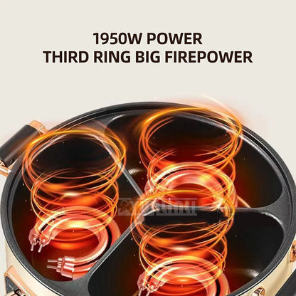 5L Electric Hot Pot High-power Cooking Electric with 3 Different Flavors Multi-functional Panela