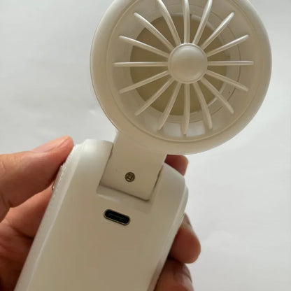 5-Speed Strong Cooling Mini Fan, Foldable & Neck Hanging - 9H Long Battery, Powerful Wind with LED for Office Outdoor Travel