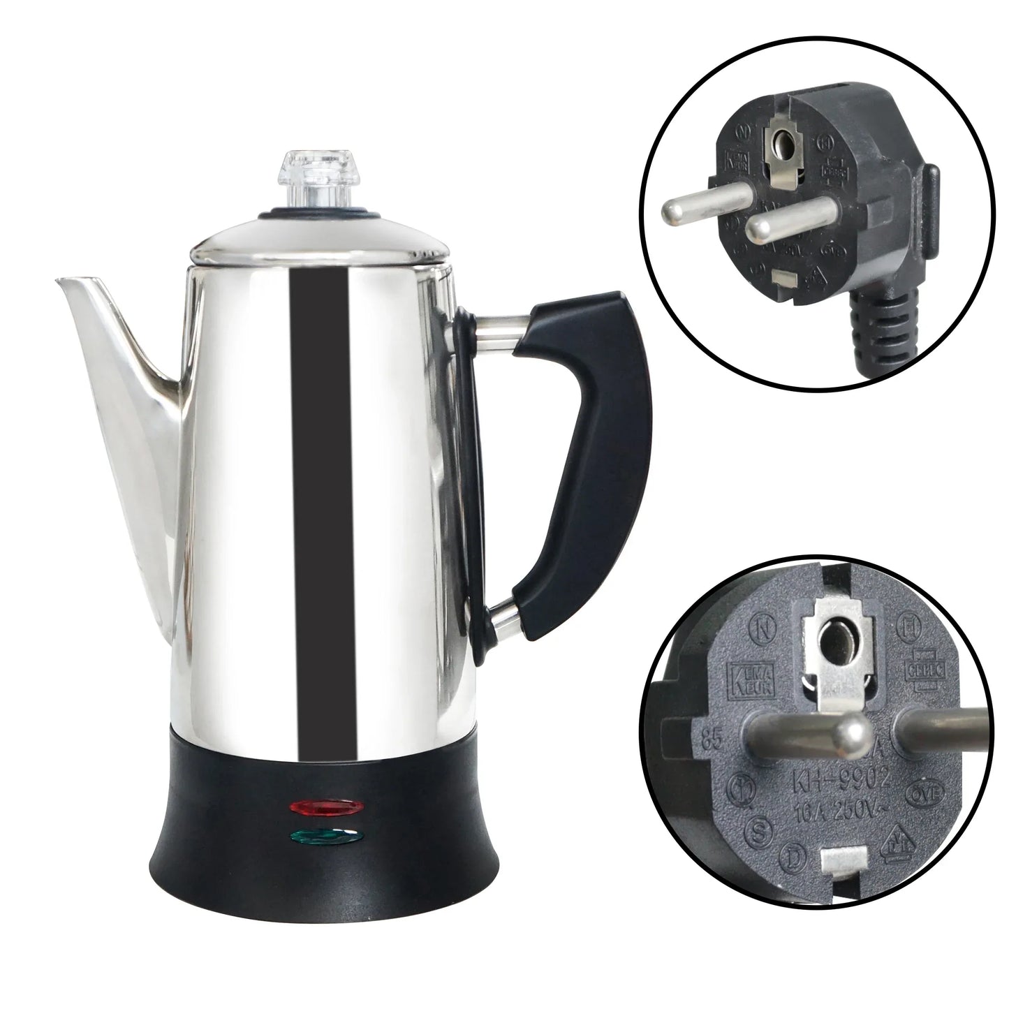 Stainless Steel Electric Coffee Percolator 110v 220v Coffee Maker Pot Cafe  Maker Coffee Tools Gift for Coffee Lovers 12Cups