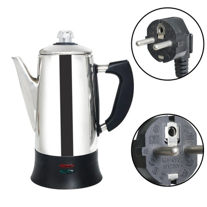 Stainless Steel Electric Coffee Percolator 110v 220v Coffee Maker Pot Cafe  Maker Coffee Tools Gift for Coffee Lovers 12Cups