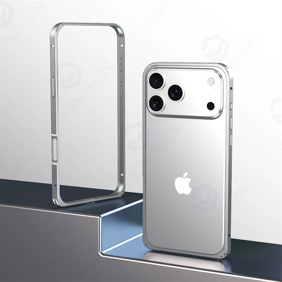 17pro Light Aluminum Metal Bumper Case Orange For iPhone 12 13 14 Plus 15 16 17 Pro Max Ultra Thin Alloy Back Frame Accessories