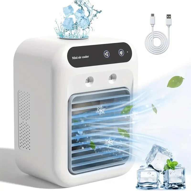 500ml water capacity air cooler fan, silent USB charging small fan, 9-blade high wind power