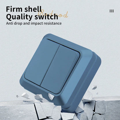 Blue Flame Retardant EU Standard Spray Plastic Rocker Switch Wall Surface 2 Gang 1 Way Button Light Switch On/Off Classic Switch