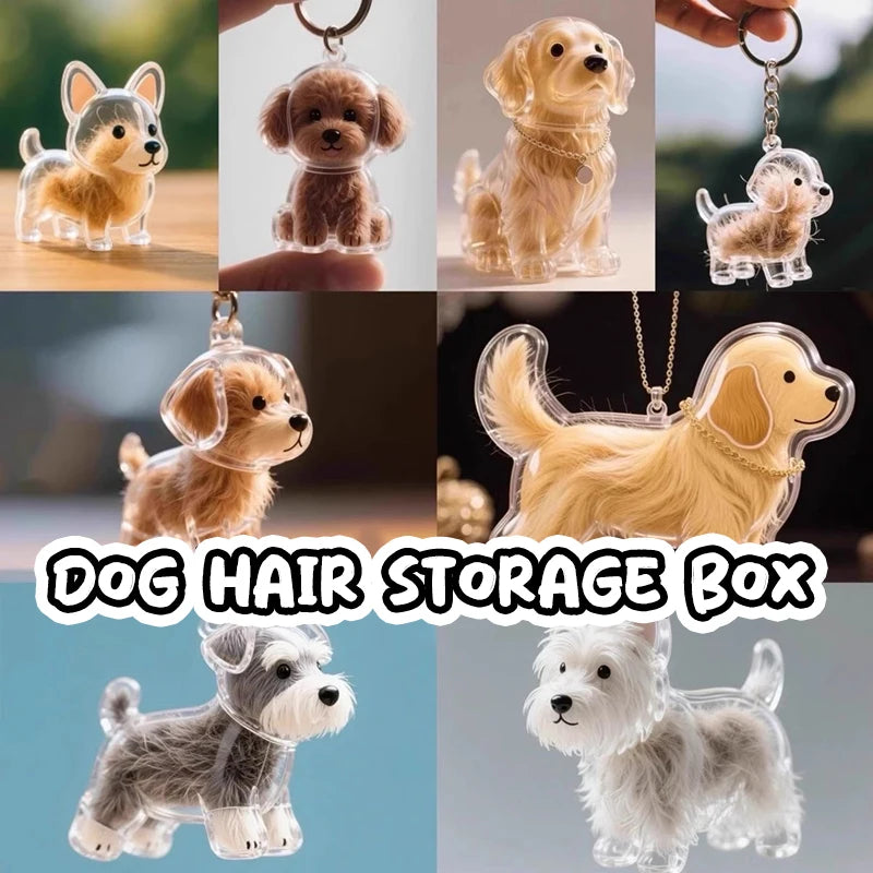 Cute Clear Puppy Hair Memorial DIY Pendant Keychain Decor Keepsake Capsule Pet's Dog Fur Container Pet Lovers Home Display Gifts