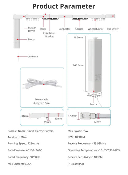Zemismart Zigbee Curtain Track Work with Tuya Smart Life Alexa Echo Google Home Control SmartThings Electric Curtains