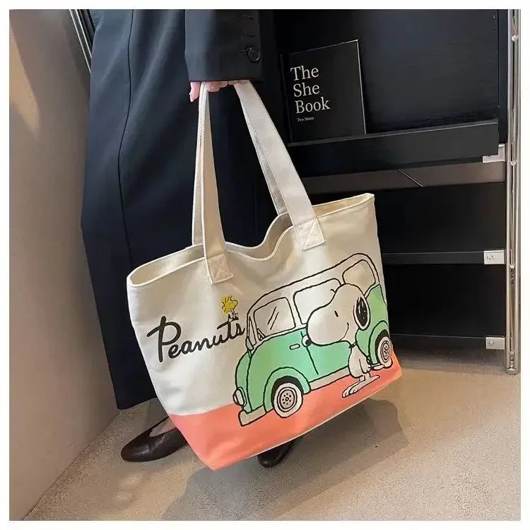 Snoopy Girl New Cute Cartoon Fashion Versatile Casual Travel Lightweight Large Capacity Storage Shoulder Portable Canvas Bag