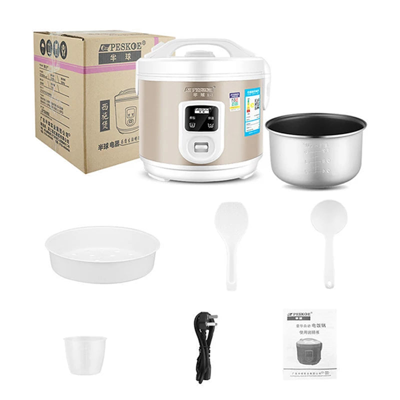 Peskoe Mini Rice Cooker Non-Stick Surface Old-Fashioned 1-2-3 Person Multi-Function Household Cooking Appliance 2L 3L 4L 5L