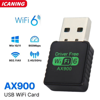 AX900 WIFI 6 Adapter USB Network Card 2.4G&5GHz Dual Band Signal Reception Dongle For Laptop Driver Free Wireless Wlan Receiver