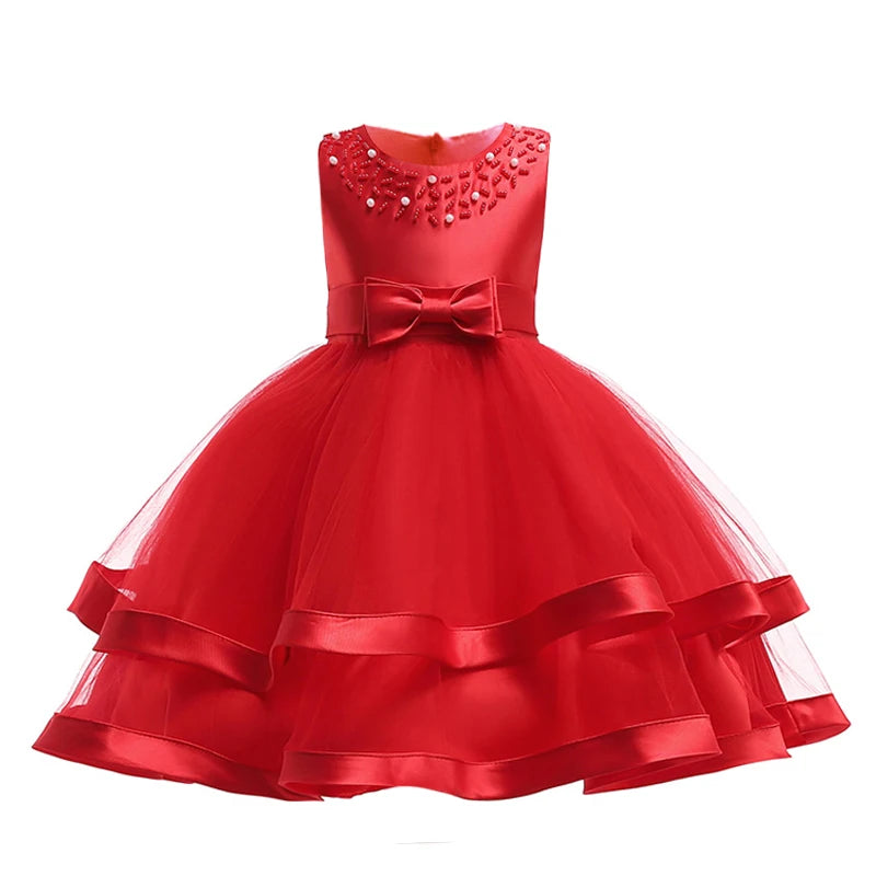 Green Christmas Princess Dress For Girl Children Costume Elegant Kids Wedding Birthday Prom Gown Bow Girls Party Dresses 3 10Y