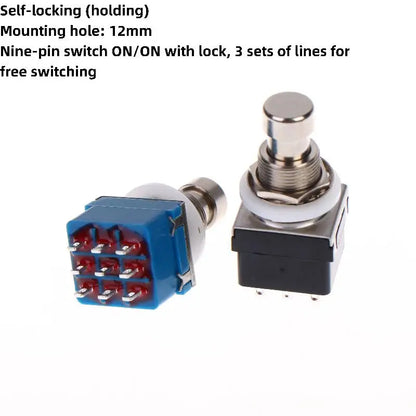 NEW 1/3Pcs Button Direct Conversion Switch 9 Pin 3PDT Latching Guitar Switch Guitar Effects Pedal Box Stomp Foot True Bypass
