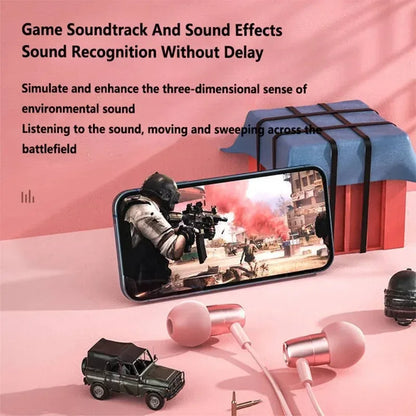 Portable In Ear Music Wired Pink Earphones For Girl Women Gaming Play With Mic Sleep Anti-lost Wired Type C 3.5mm Headphone