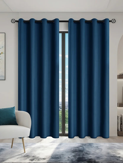 2pcs Solid 100% Blackout Curtain - Curtains for Bedroom and Living Room - UV Protection, Easy Sliding, and Stylish Design