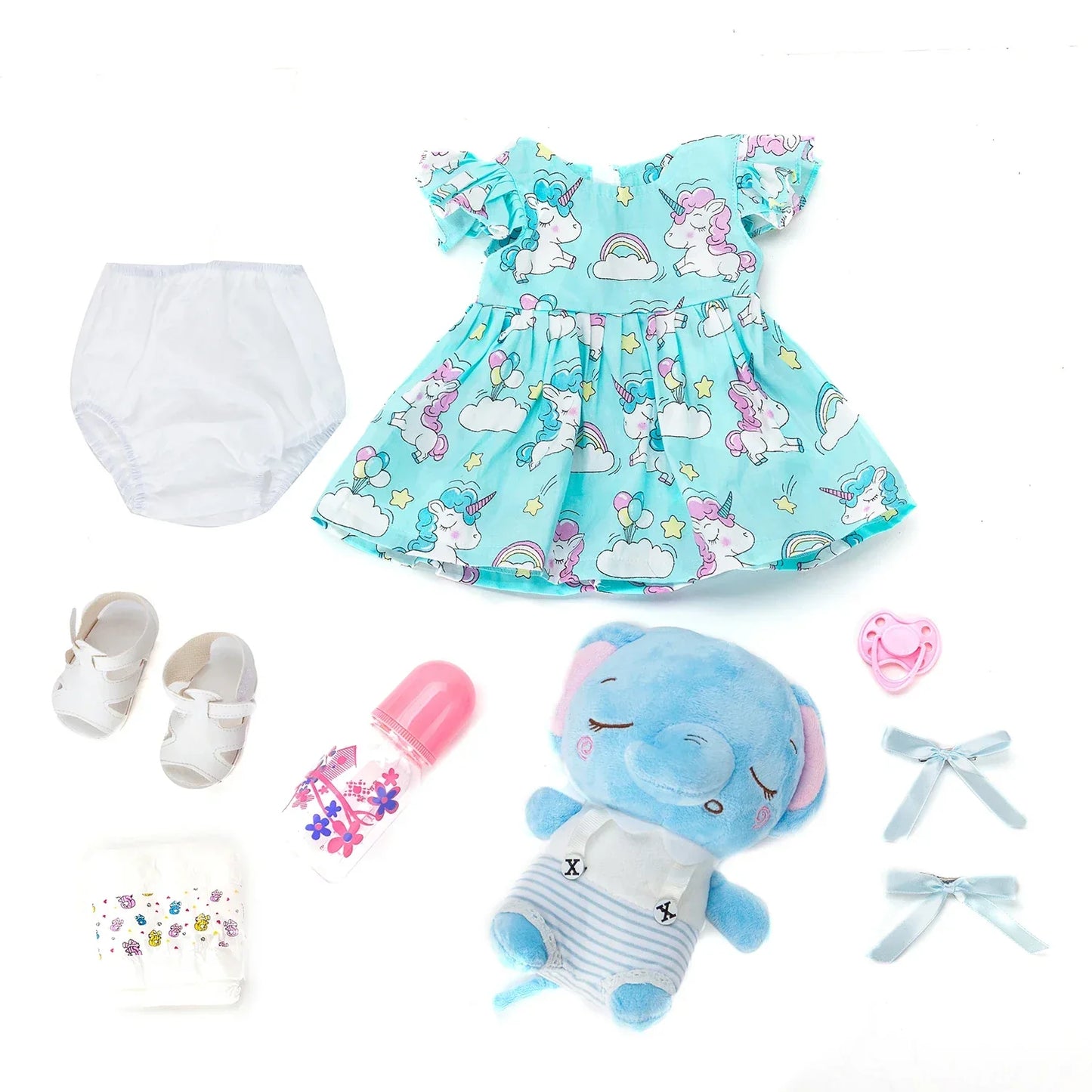 Baby Reborn Girl Elephant Doll 48cm Silicone Body Can Take Bath Gift For Children