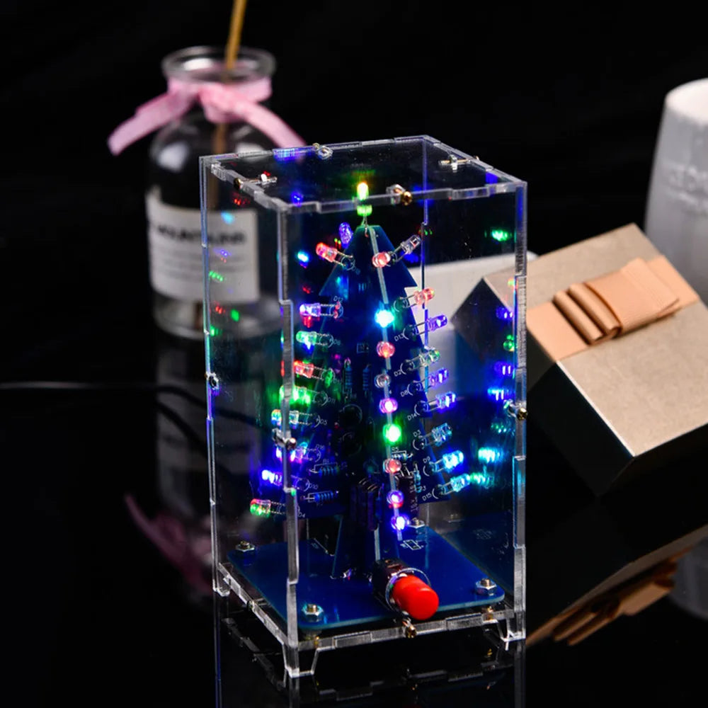 Three-Dimensional 3D Christmas Tree LED DIY Kit Colorful LED Flash Circuit Kit Electronic Fun Suite