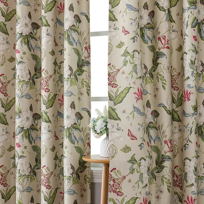 American Pastoral Print Blackout Curtain For Luxury Living Room,Noise Reduction Dustproof Blackout Curtain,Home Window Curtains