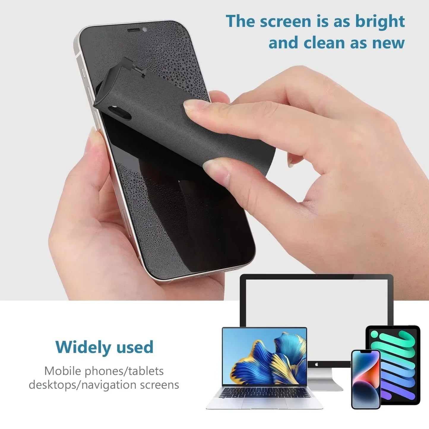 1/2/3pc 2 In 1 Screen Cleaner Spray Portable Tablet Mobile Phone Touch Screen Screen Microfiber Cloth Dust Removal Cleaning Tool