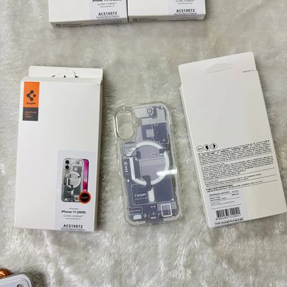 Original Spigen technology case for iPhone 17 Pro Max, magnetic phone case, transparent acrylic 17 Pro protective cover
