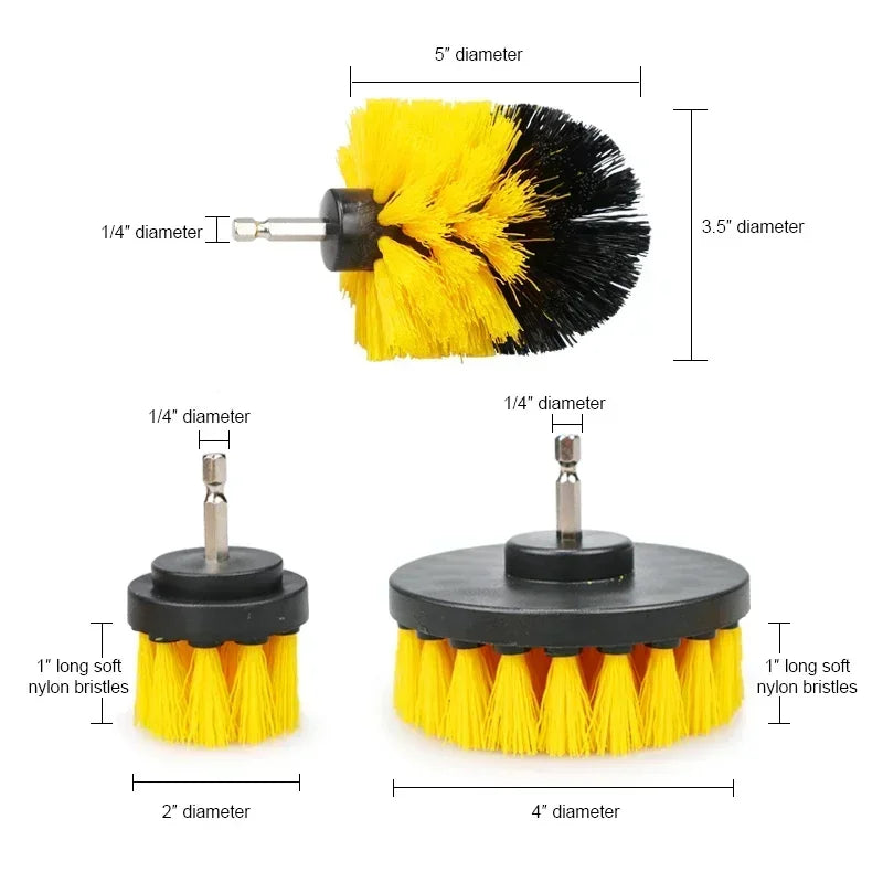 2/3.5/4/5'' Electric Scrubber Brush Drill Brush Kit Plastic Round Cleaning Brush Tool for Carpet Glass Car Tires Nylon Brushes