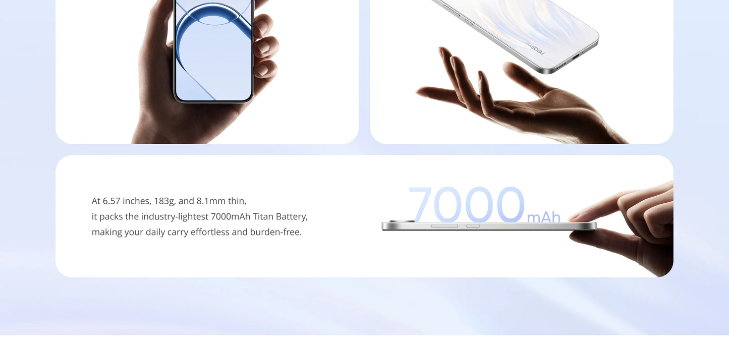 realme 16 5G Smartphone NFC 6.57" 120Hz AMOLED Display Dual 50MP AI Camera 7000mAh Battery 60W Charge IP69 Pro