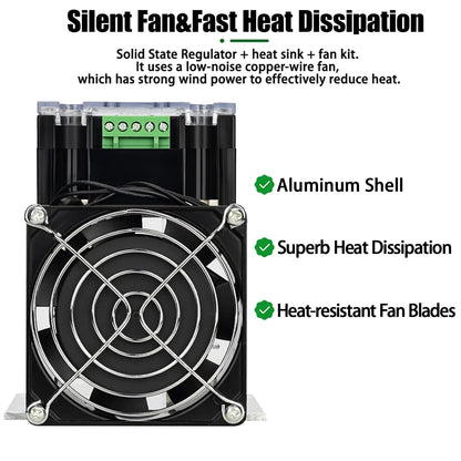 220V AC Single Phase Full Isolation Voltage Regulator Module 25-200A With Heat Sink Fan Kit - SMT DCB High Precision Industrial