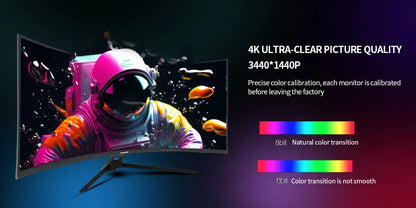 Gawfolk Curved Gaming Monitor 34-inch UWQHD 3440x1440P, 1500R Ultra-Wide PC screen 165Hz, curved computer screen, VA screen pane
