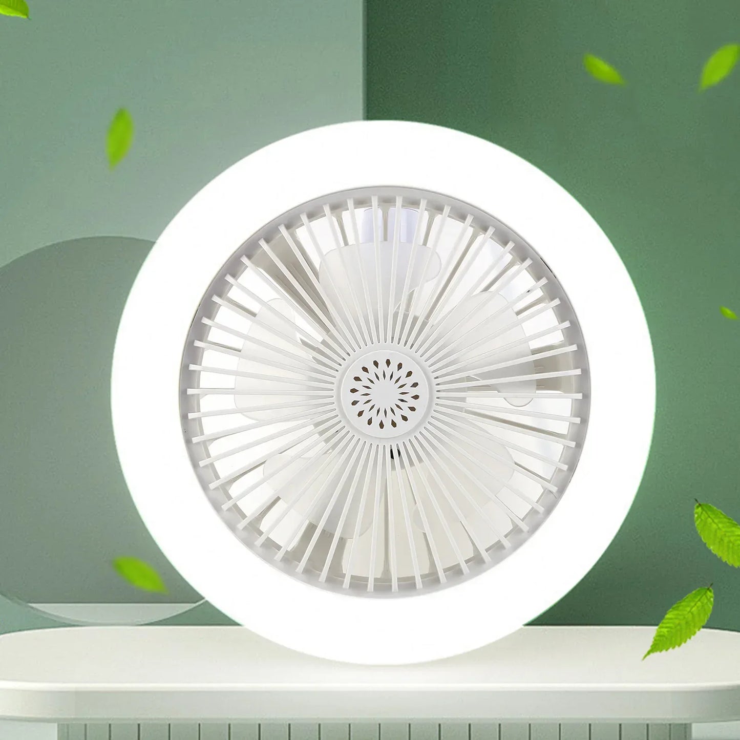 Aromatherapy Fan Lamp Universal E27 Light Holder LED Fan Lamps with Remote Control Mute Timing 3-gear Wind for Bedroom Dormitory