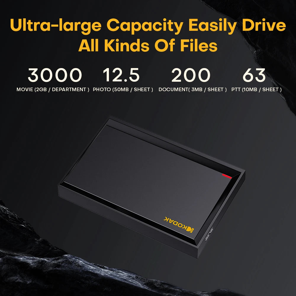 KODAK P190 Portable External Hard Drive 500GB 1TB USB 3.0 HDD Mechanical Mobile Disk for PC Laptop Gaming Storage
