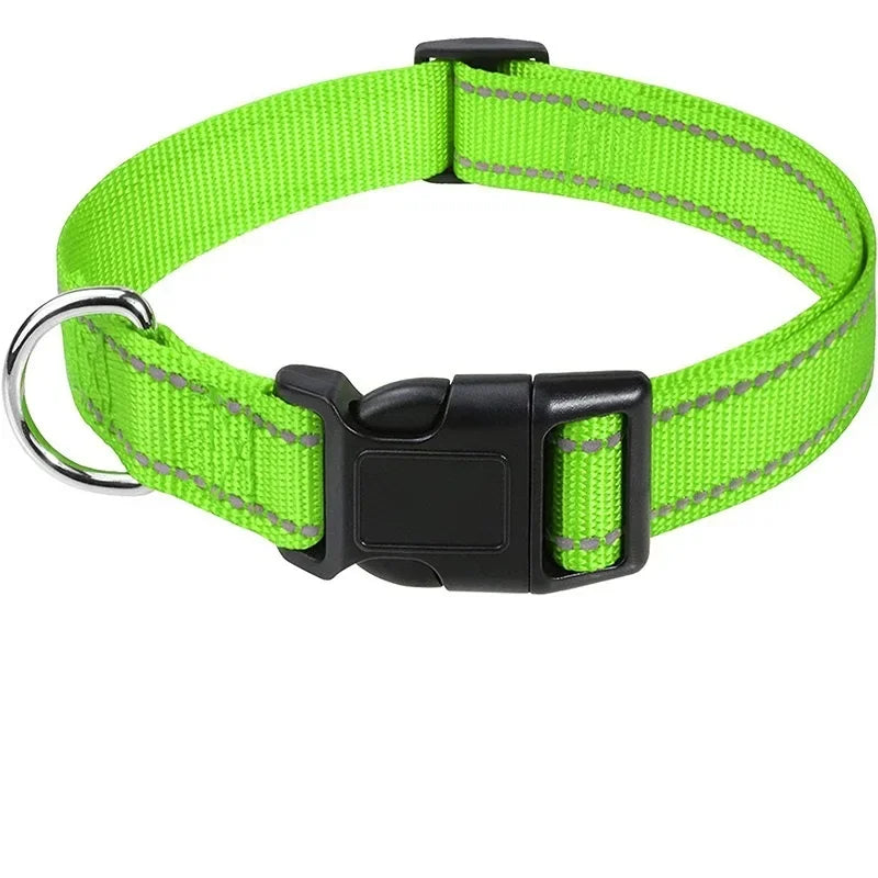 Reflective Dog Collar Strap with Adjustable Safety Nylon Pet Collar Pet Traction Rope Suitable for Small and Medium-Sized Pets