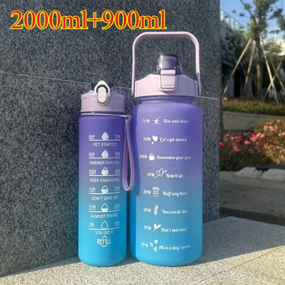 3PCS Sports Water Bottle with Time Marker Leak-proof Cup Motivational Portable Water Bottle for Outdoor Sport Fitness BPA Free