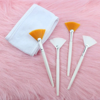 8pcs/set  Facial Brushes Fan Makeup Brushes Soft Portable Mask Brushe Spa Headband Stretchable Hair Wrap Skincare Makeup Tools