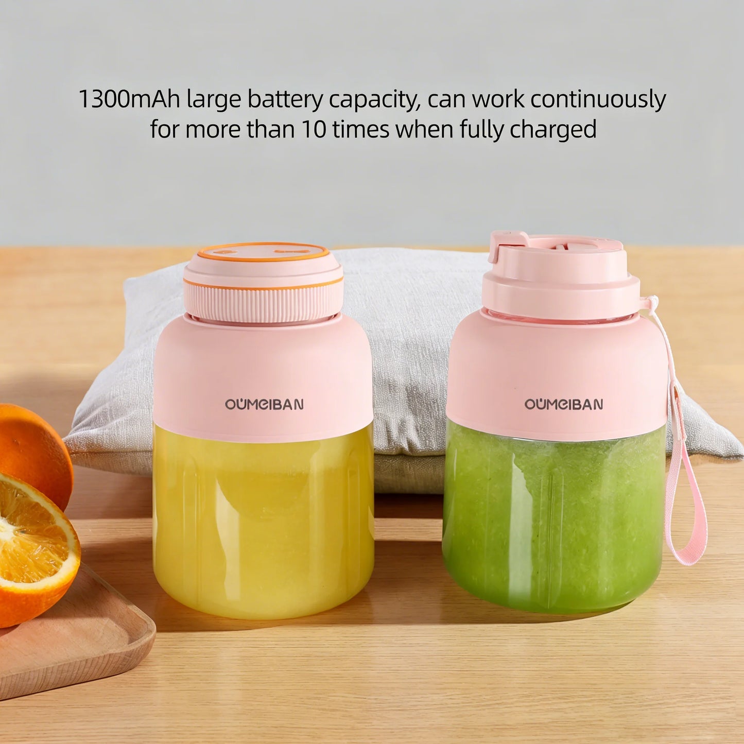 High Aesthetic 1300ml Large Capacity USB Rechargeable Portable Blender Juicer, Kitchen Fruit Juicer, Food Prep