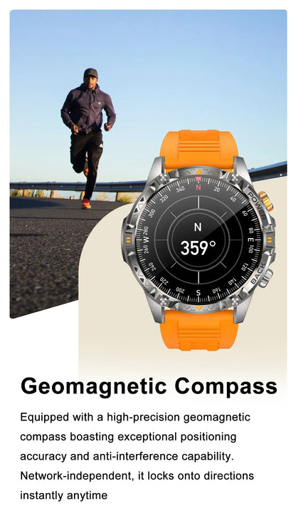 LIGE New Military For T-Rex 3 Ultra Smart Watch 1000mAh Battery IP68 Waterproof Compass Flashlight Sports Tracker Smartwatch Men