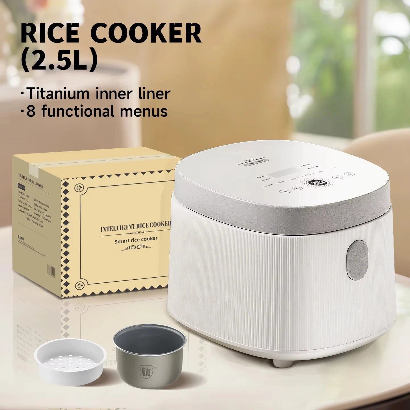 2.5L Electric Rice Cooker Titanium Liner for 2-3 People Mini MultiCooker Smart Steamed Rice Kitchen Machine 220V