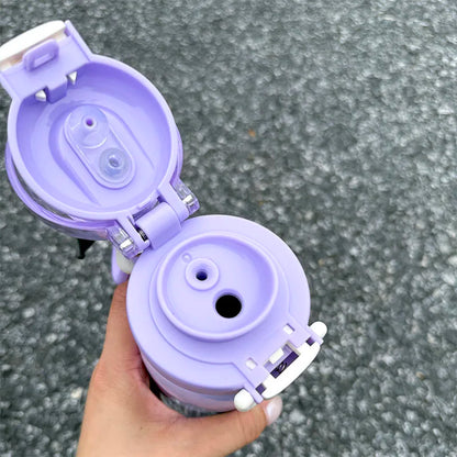 1pc Kuromi Large-Capacity Stainless Steel Insulated Cup - 520ML Portable Water Bottle for Outdoor Sports, Dual-Drinking Lid