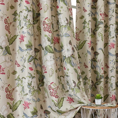 American Pastoral Print Blackout Curtain For Luxury Living Room,Noise Reduction Dustproof Blackout Curtain,Home Window Curtains
