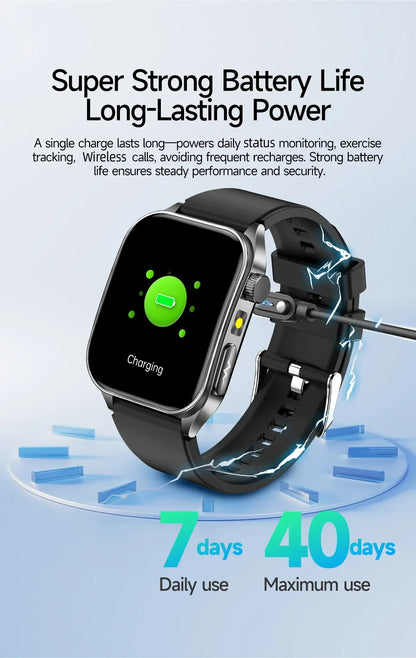 LIGE New Accurate ECG+PPG Smart Watch Laser Therapy Blood Lipid Uric Acid BP Heart Health Analysis BT Call Smartwatch Men Women